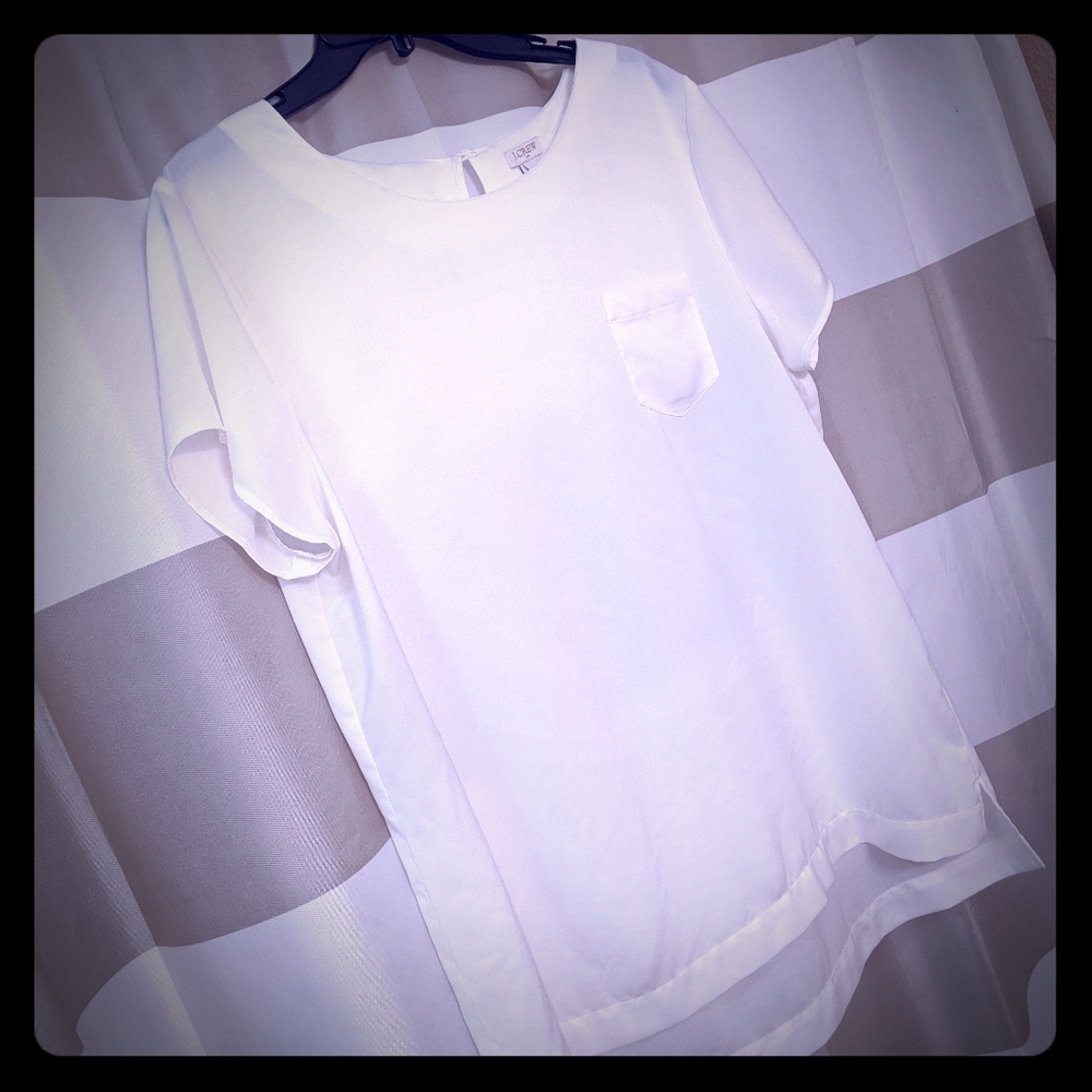 J.Crew Sheer White Top with Pocket